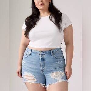 NWT Levi's 501 Original Fit Distressed High Rise Women's Jean Shorts Plus Sz 18W